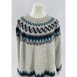 The Great. The Chalet Gray Fair Isle Sweater Alpaca Blend Cabincore Cozycore M